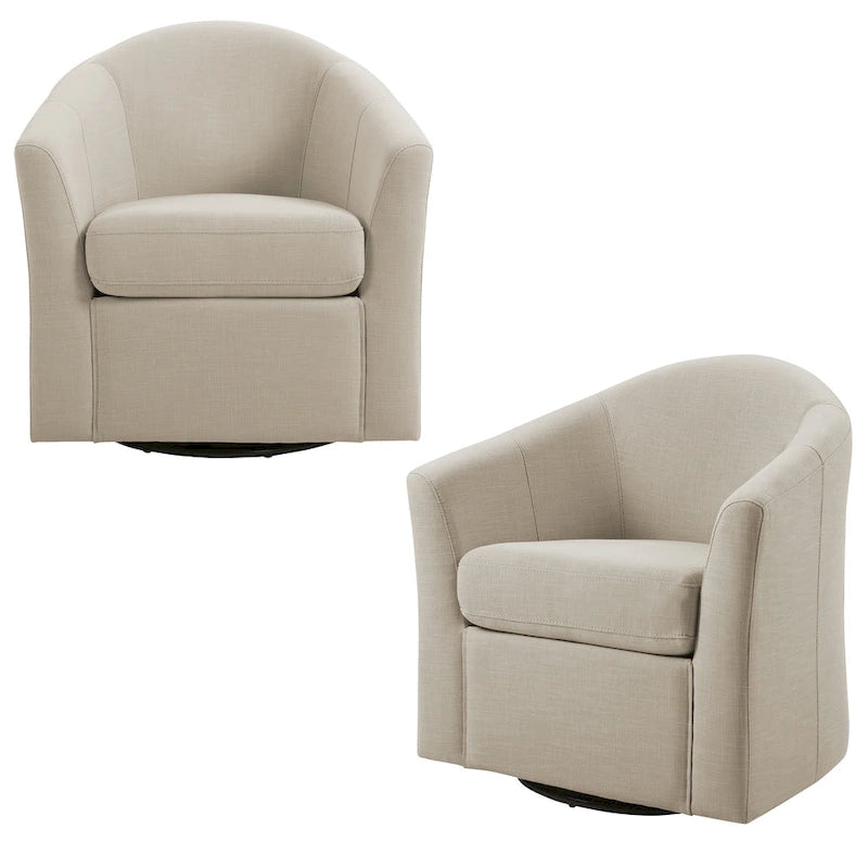 Lot de 2 fauteuils pivotants modernes avec accoudoirs pour salon