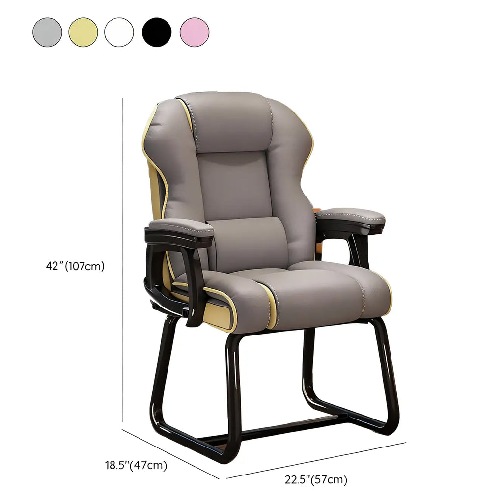 Fauteuil de direction ergonomique en cuir jaune à dossier haut