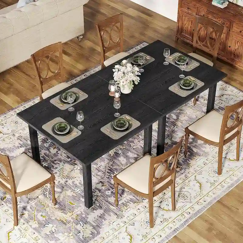 Table à manger carrée de 100 cm pour 2-4 personnes avec pieds en bois massif pour salon et salle à manger