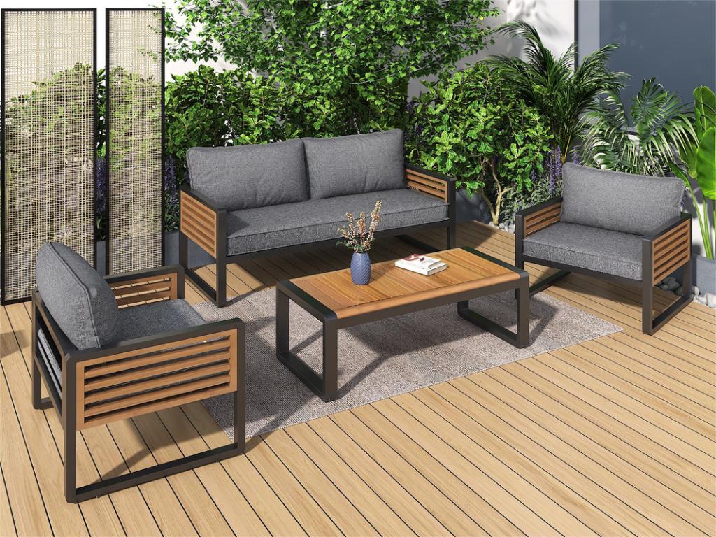 Salon de jardin en fer - Gris