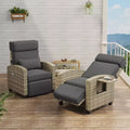 Chaise longue d'extérieur, chaises de patio inclinables avec dossier et repose-pieds réglables, chaise longue en osier jusqu'à 150° avec table escamotable