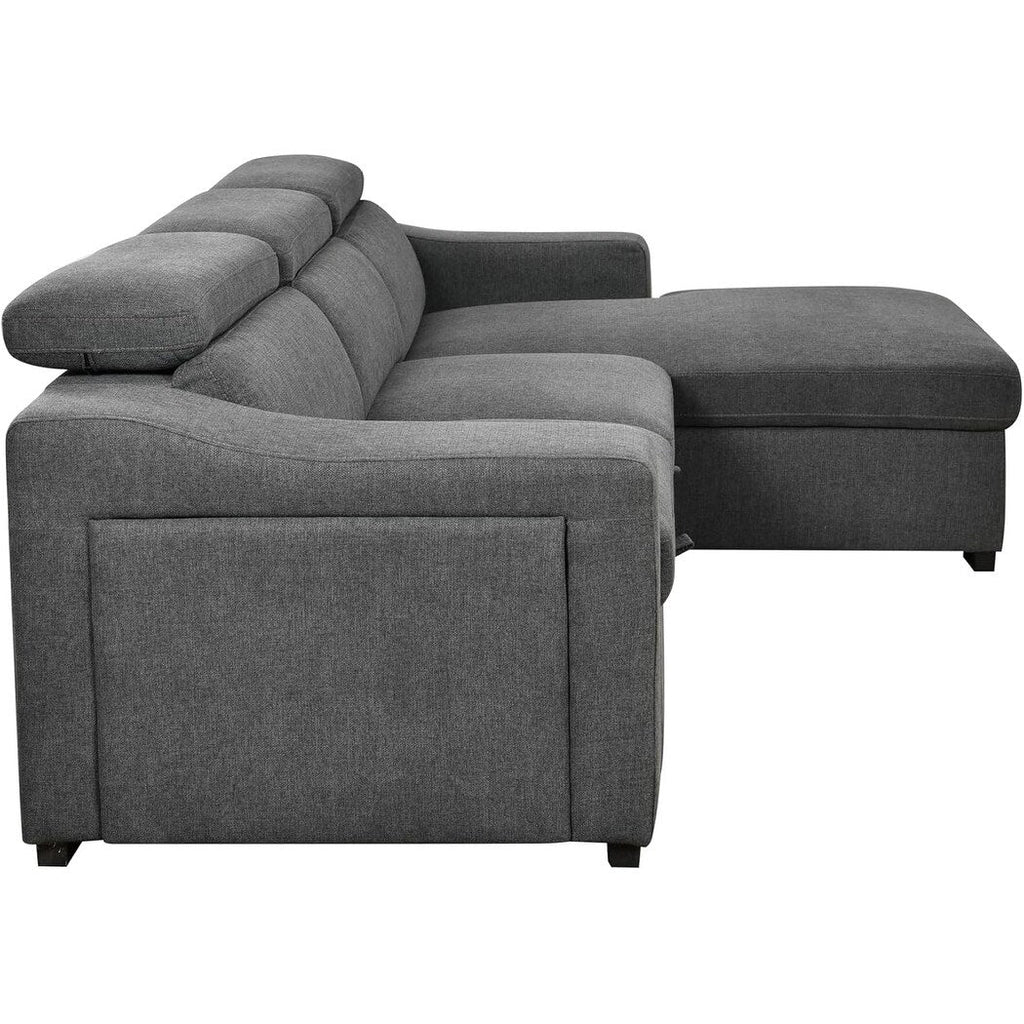 Roomfitters 103 Canapé sectionnel convertible avec méridienne de rangement, appuie-têtes réglables, canapé d'angle en L avec fonction couchage, gris foncé