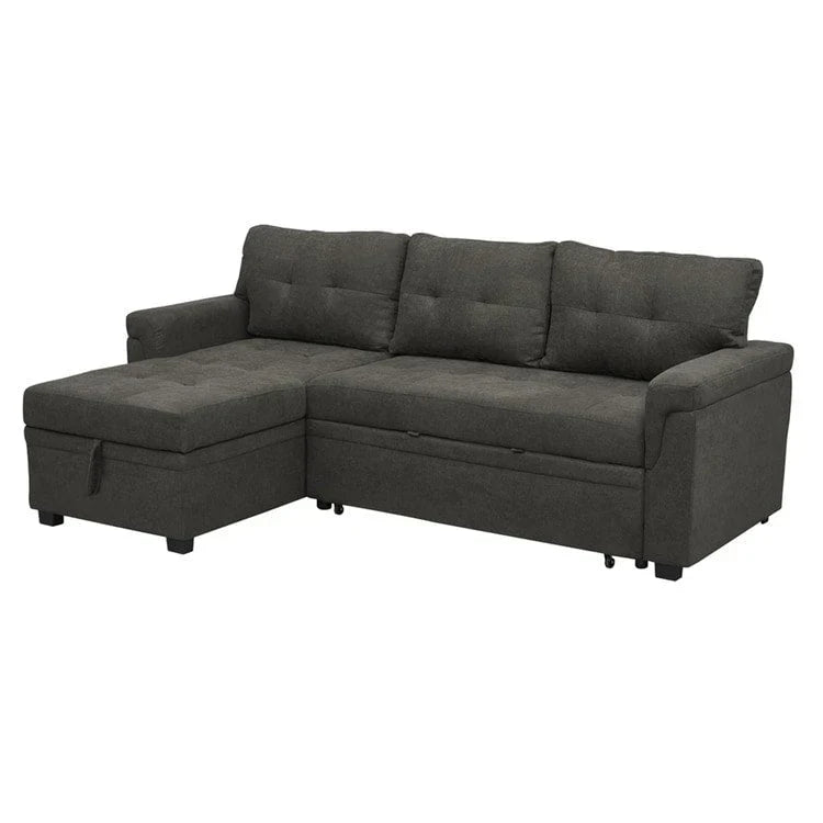 Canapé d'angle réversible convertible avec lit gigogne, méridienne de rangement et pieds durables