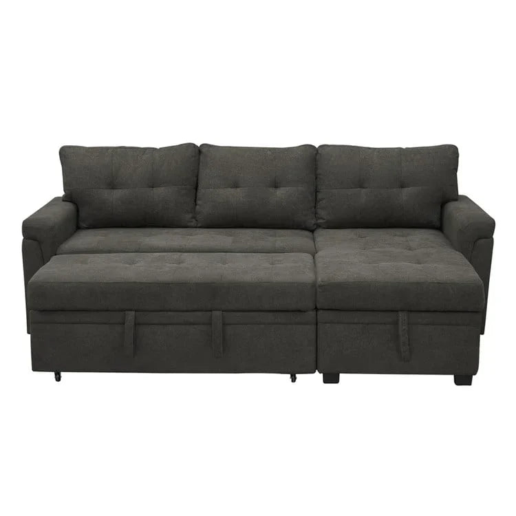 Canapé d'angle réversible convertible avec lit gigogne, méridienne de rangement et pieds durables