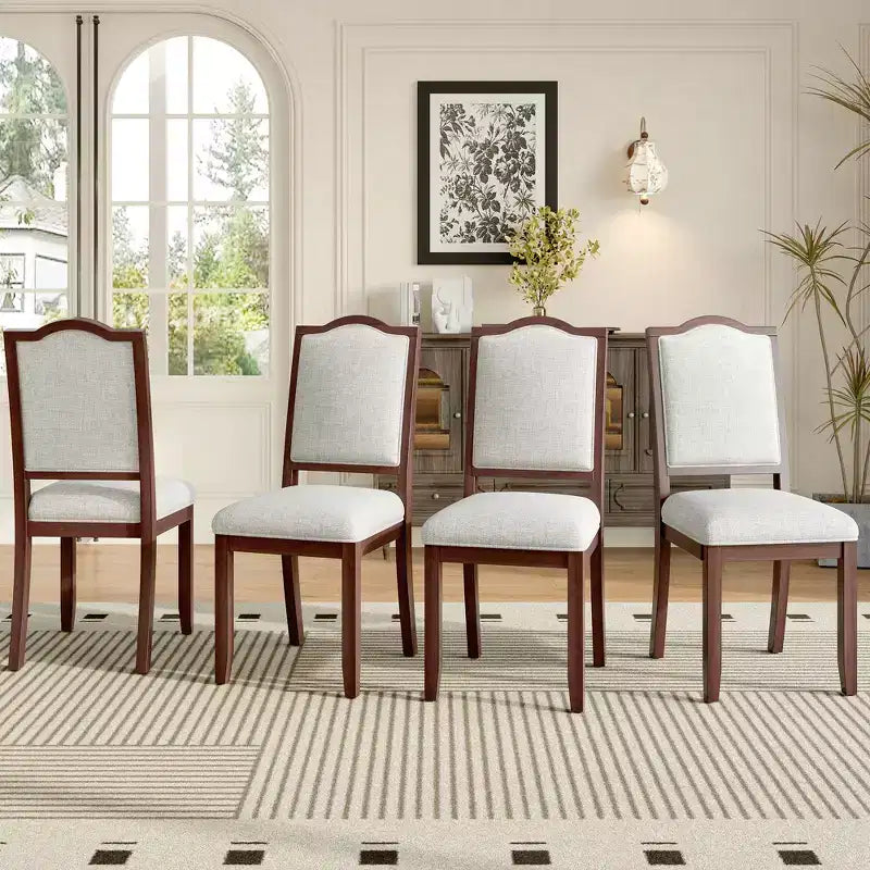 Lot de 4 chaises de salle à manger de style ferme avec dossier haut et assise rembourrée