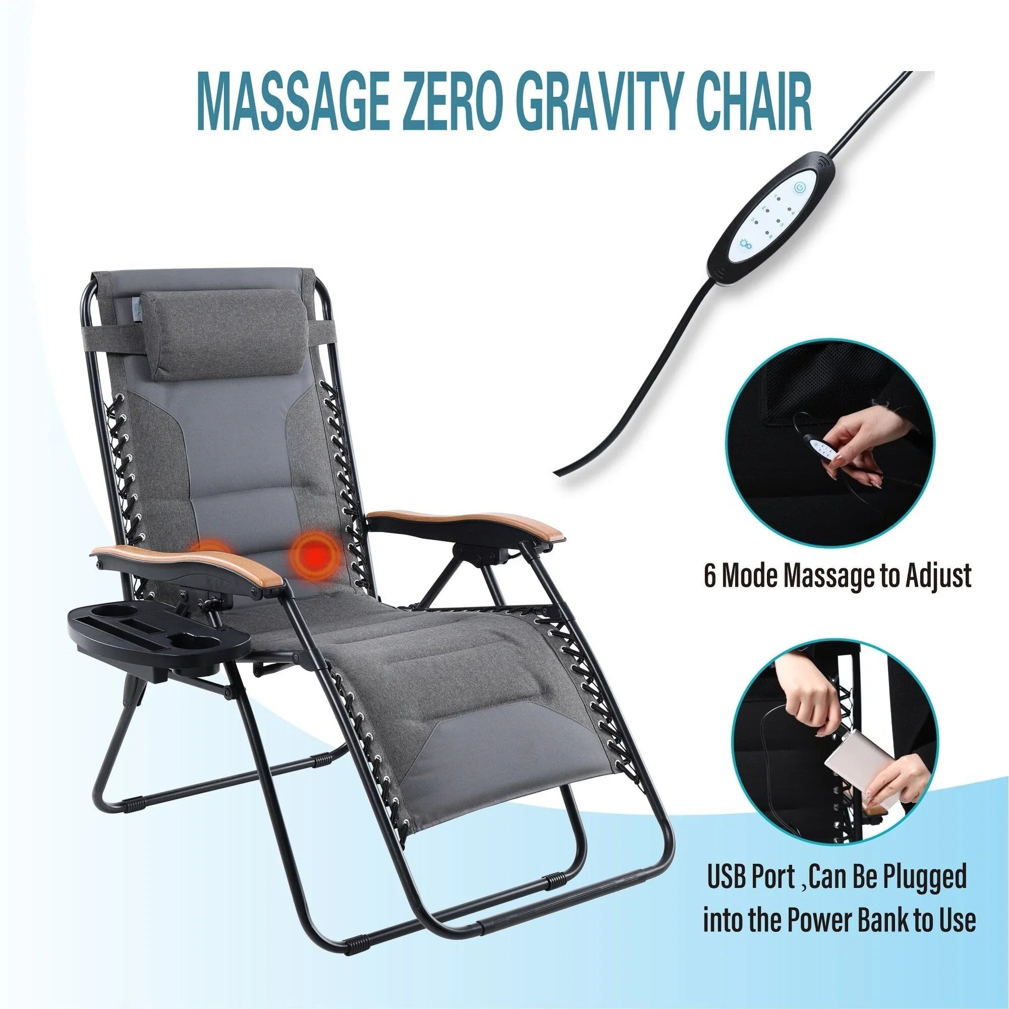 Fauteuil de relaxation zéro gravité XL surdimensionné rembourré avec accoudoirs plus larges et porte-gobelet réglable - N/A
