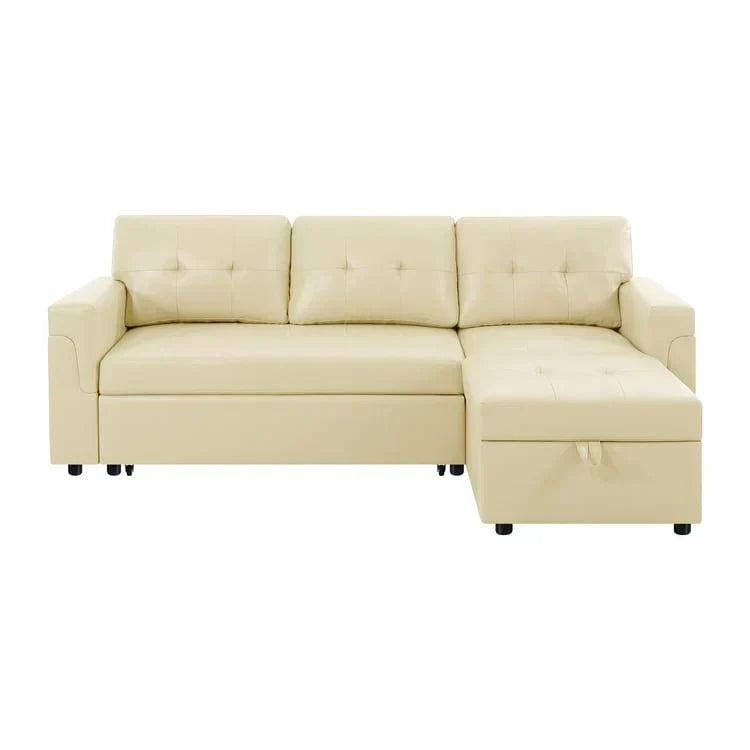 Canapé d'angle réversible convertible avec lit gigogne, méridienne de rangement et pieds durables
