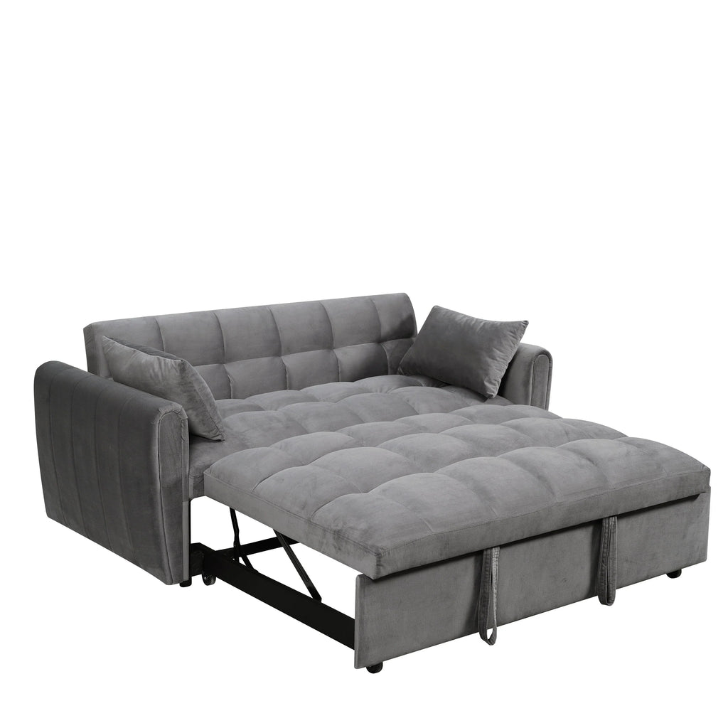 64,96 Canapé-lit convertible 3-en-1 en velours avec dossier réglable, poche de rangement et capacité de poids de 227 kg