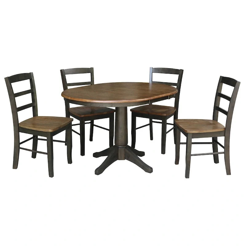 Table à manger ronde extensible 36 po avec 4 chaises Madrid