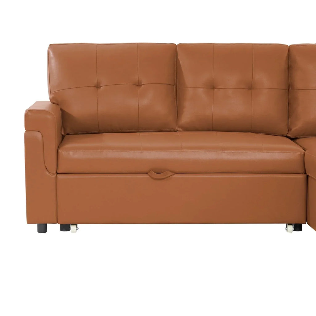 Canapé d'angle réversible convertible avec lit gigogne, méridienne de rangement et pieds durables