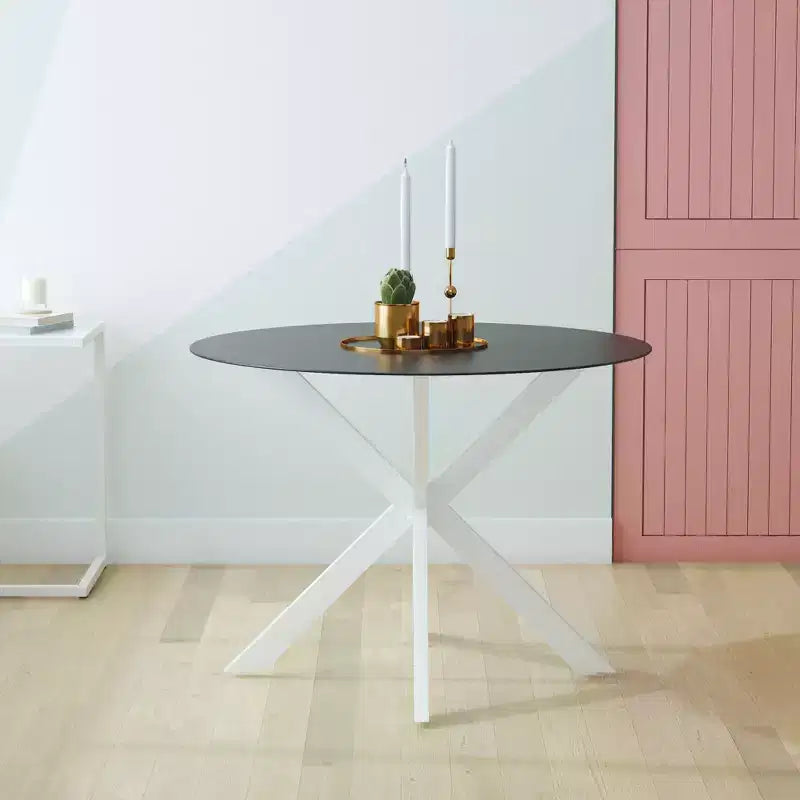 Table de salle à manger CosmoLiving by Cosmopolitan Circi avec plateau en verre