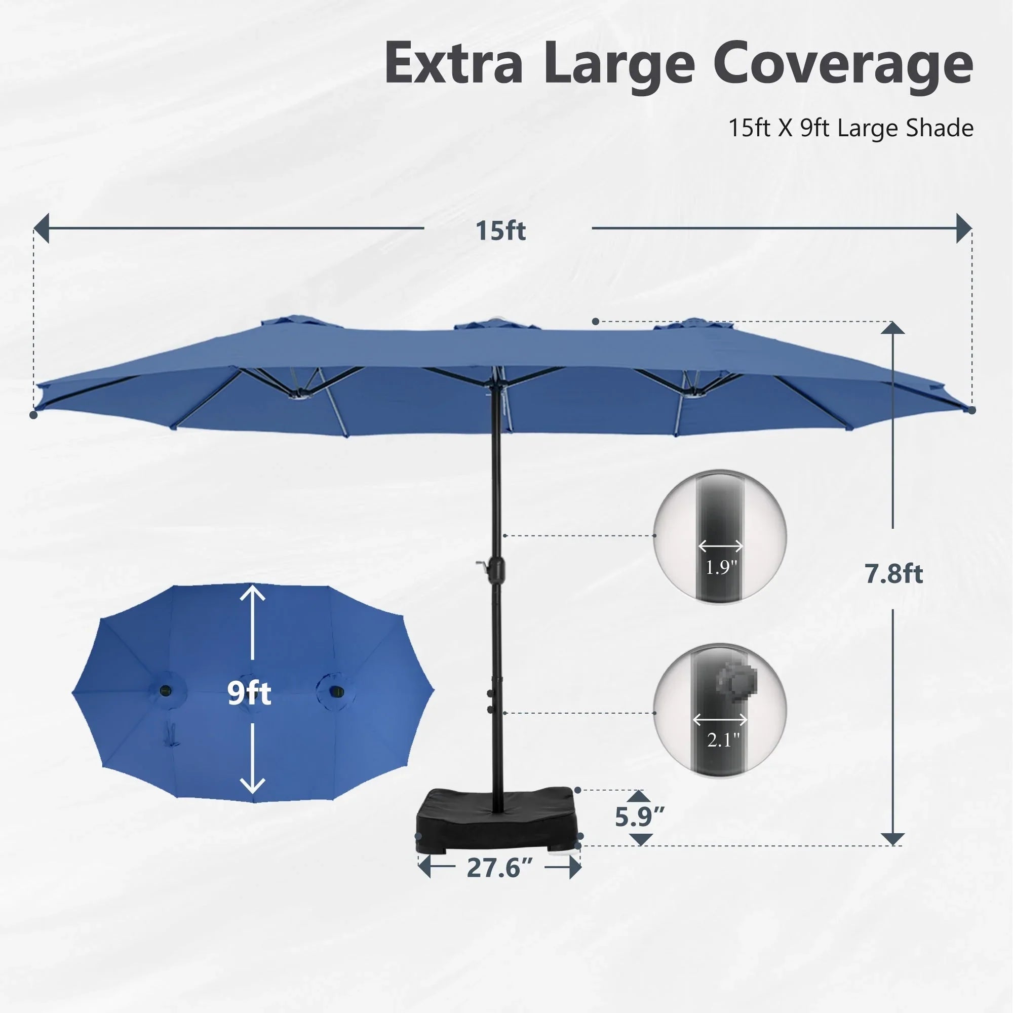 MAISON ARTS Grand Parasol Double Face de 4,5 m avec Base Incluse pour Patio