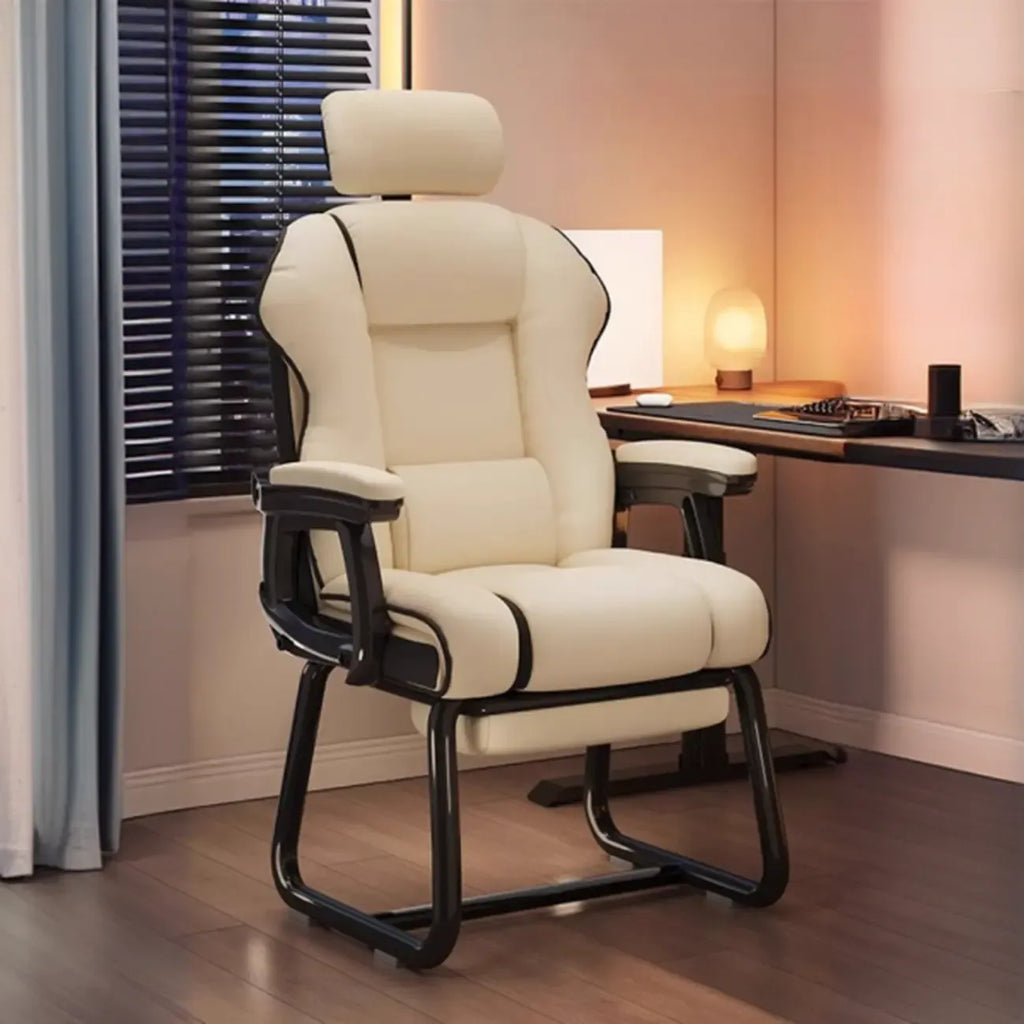 Fauteuil de direction ergonomique en cuir jaune à dossier haut