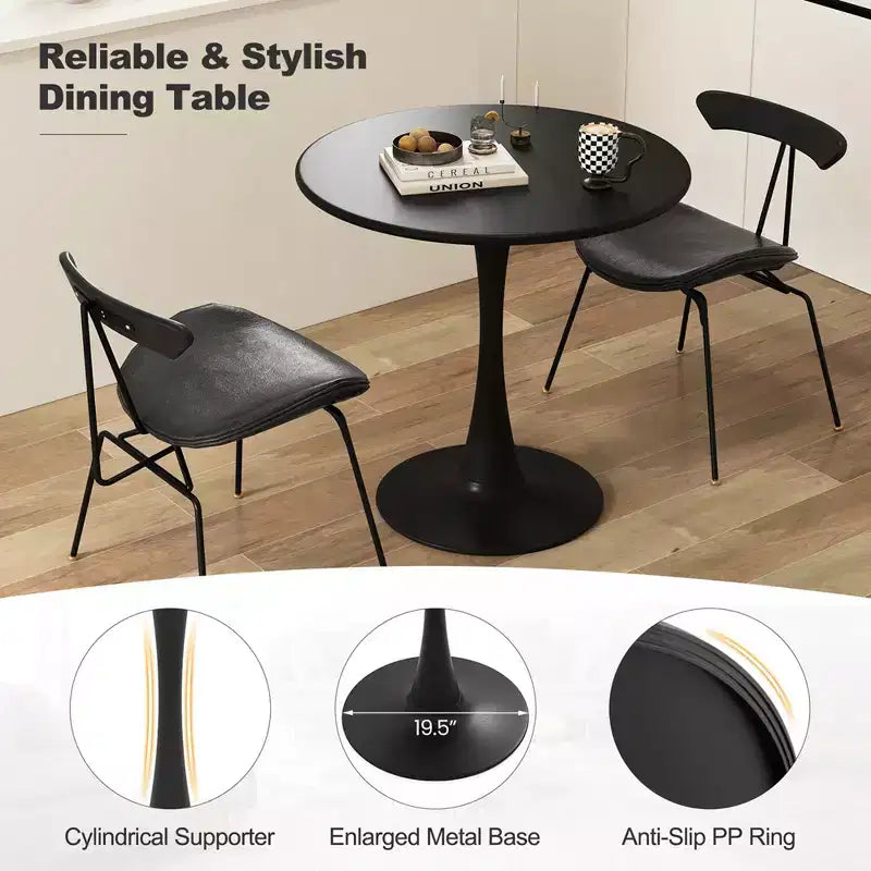 Costway Table de salle à manger ronde de 80 cm avec anneau antidérapant en PP, table de bistrot moderne pour salle à manger