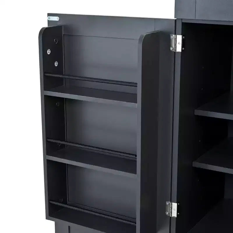 Garde-manger de cuisine autoportant 77H, armoire de rangement de style ferme avec étagères réglables, étagères de porte, tiroirs et casiers à vin - ModernLuxe