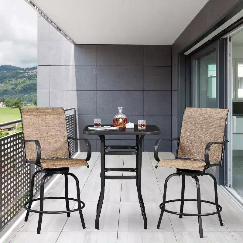 Table de bistrot Yaheetech pour patio extérieur avec plateau en verre trempé