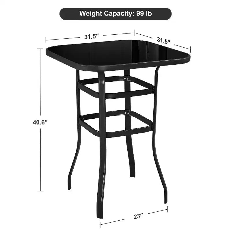 Table de bistrot Yaheetech pour patio extérieur avec plateau en verre trempé