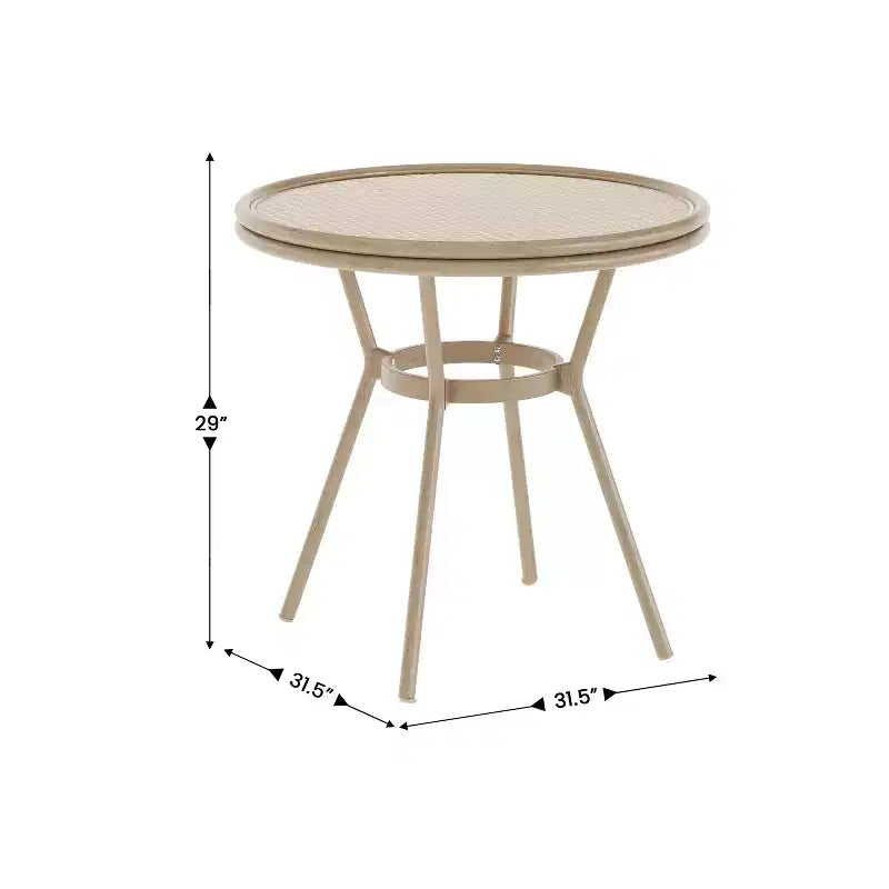 Flash Furniture Lourdes Table de bistrot commerciale intérieur/extérieur 31,5, rotin PE, plateau en verre, cadre en aluminium imprimé bambou