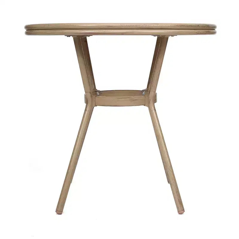 Flash Furniture Lourdes Table de bistrot commerciale intérieur/extérieur 31,5, rotin PE, plateau en verre, cadre en aluminium imprimé bambou