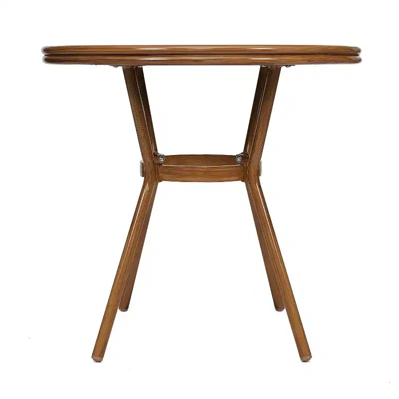 Flash Furniture Lourdes Table de bistrot commerciale intérieur/extérieur 31,5, rotin PE, plateau en verre, cadre en aluminium imprimé bambou