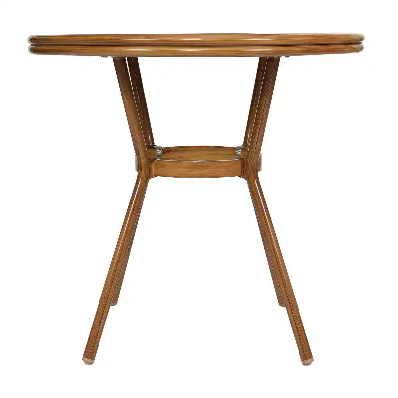 Flash Furniture Marseille Table de bistrot commerciale intérieure/extérieure de 80 cm, Textilène, Plateau en verre, Structure en aluminium imprimé bambou
