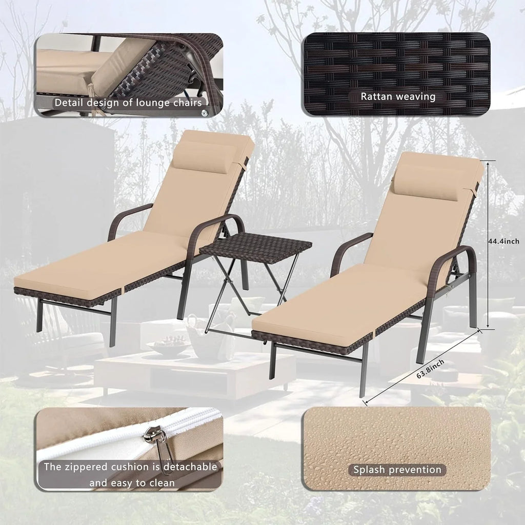 Ensemble de 3 chaises longues d'extérieur Kullavik