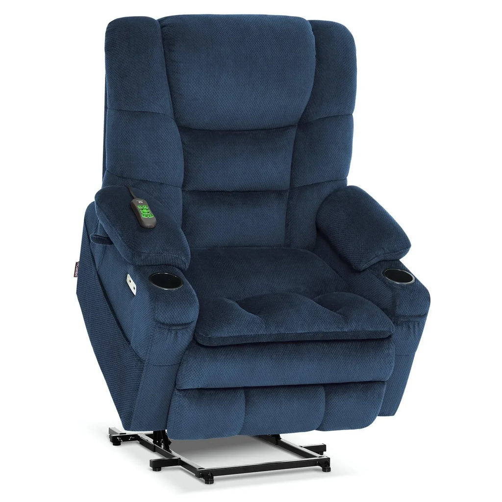 Fauteuil inclinable électrique double moteur grand et large MCombo avec massage et double chauffage pour personnes âgées de grande taille, tissu R7635