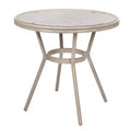 Emma & Oliver Massalia Indoor/Outdoor Bistro Style 31.5 in. Table with Textilene, Glass Top, and Bamboo Finished Metal Frame