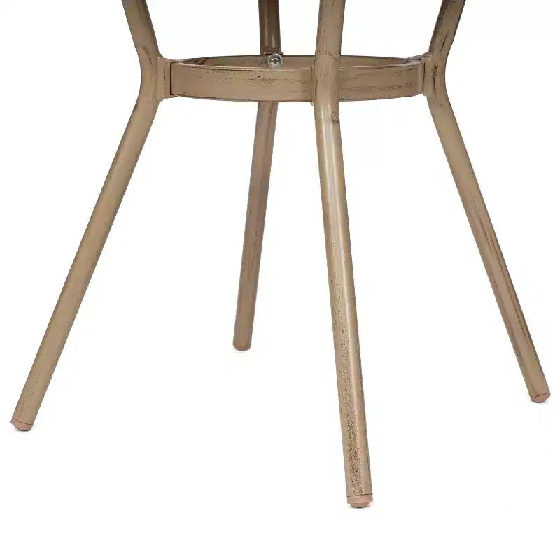 Table de style bistrot Emma & Oliver Colmar, 80 cm, pour intérieur/extérieur, avec rotin PE, plateau en verre et cadre en métal finition bambou