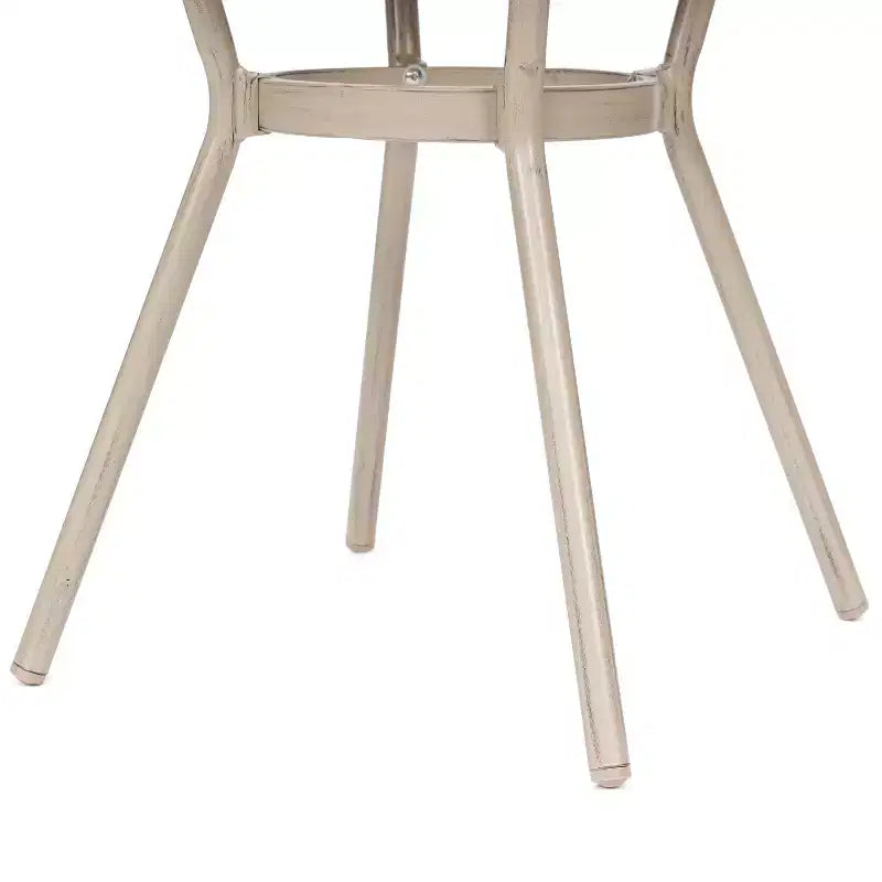 Table de style bistro Merrick Lane Mael avec plateau en verre trempé, textilène et cadre en métal fini bambou pour utilisation intérieure/extérieure