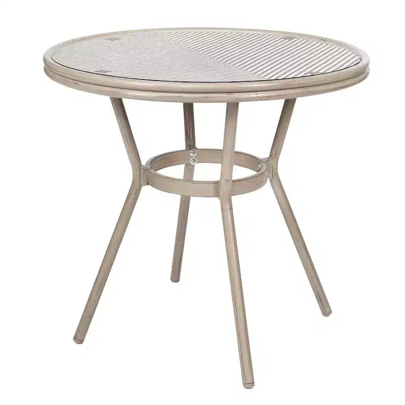 Table de style bistro Merrick Lane Mael avec plateau en verre trempé, textilène et cadre en métal fini bambou pour utilisation intérieure/extérieure