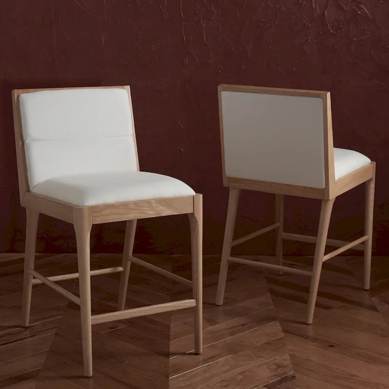 Tabouret de comptoir en lin Vonne SAFAVIEH Couture (Lot de 2) - 48x56x91cm