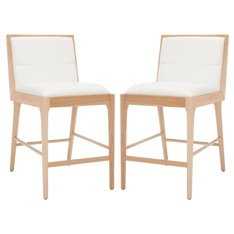 Tabouret de comptoir en lin Vonne SAFAVIEH Couture (Lot de 2) - 48x56x91cm