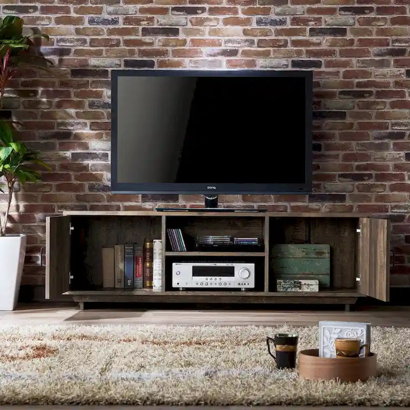 Meuble TV de rangement multifonctionnel Vell Rustic Oak de 63 pouces par Furniture of America
