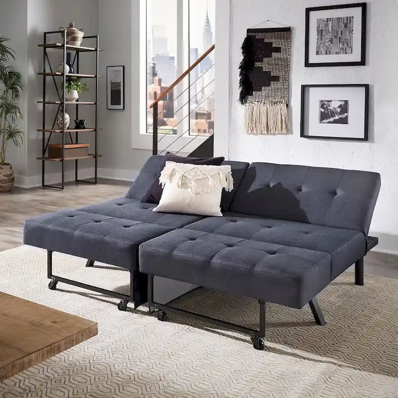 Canapé futon convertible Palatka Full 80 large en tissu capitonné par iNSPIRE Q Classic