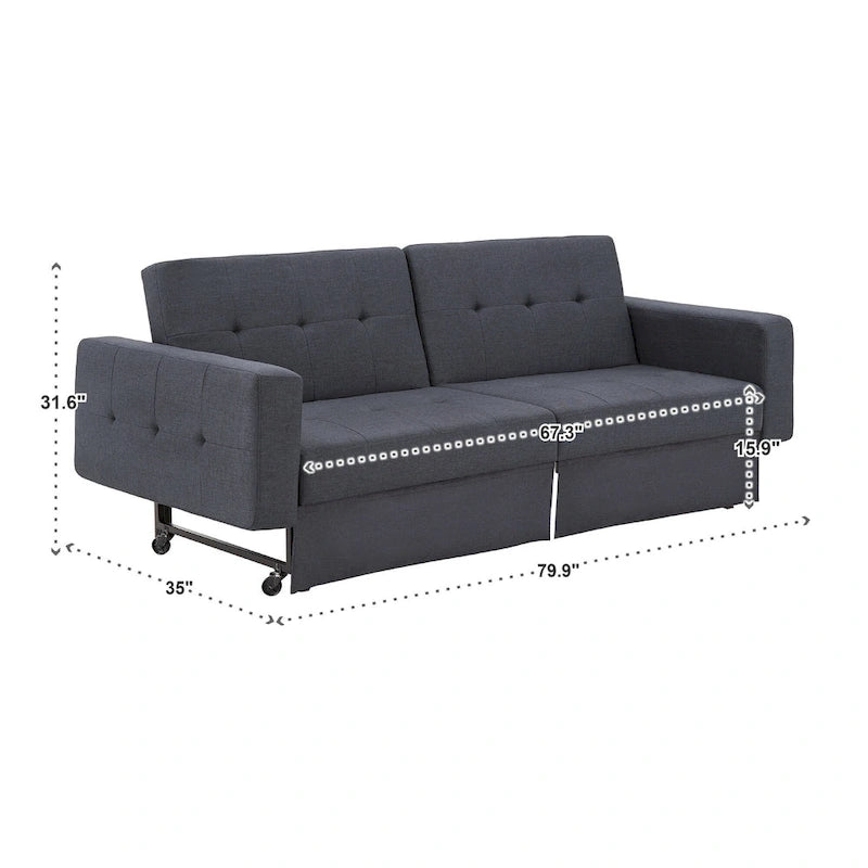Canapé futon convertible Palatka Full 80 large en tissu capitonné par iNSPIRE Q Classic