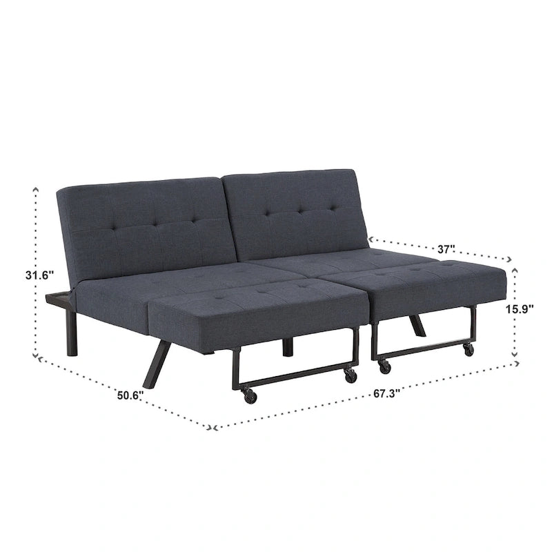 Canapé futon convertible Palatka Full 80 large en tissu capitonné par iNSPIRE Q Classic