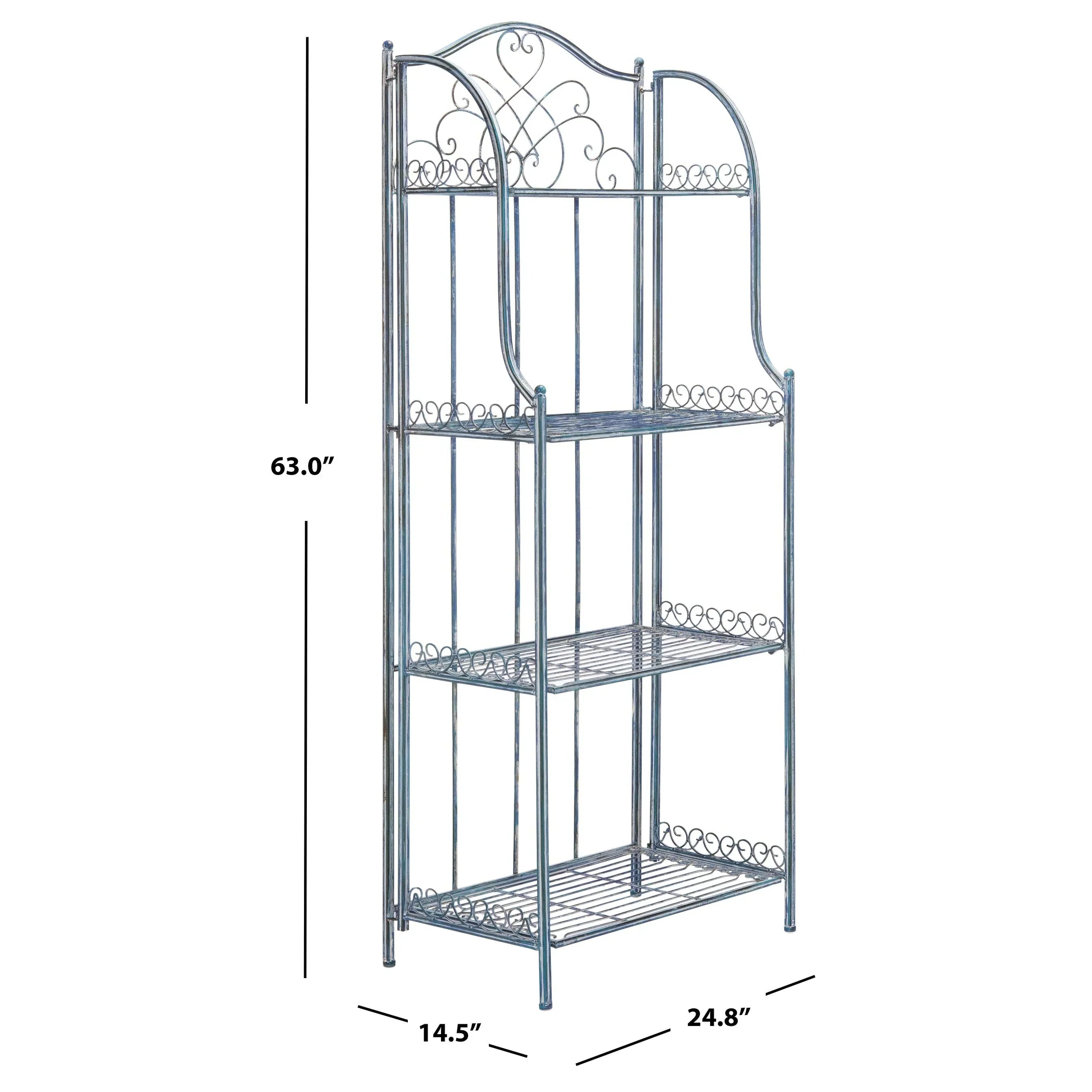 SAFAVIEH Bryn Étagère de boulanger d'extérieur victorienne en fer forgé à 4 niveaux - 63,5 cm l x 38,1 cm P x 160 cm H - 25L x 15P x 63H