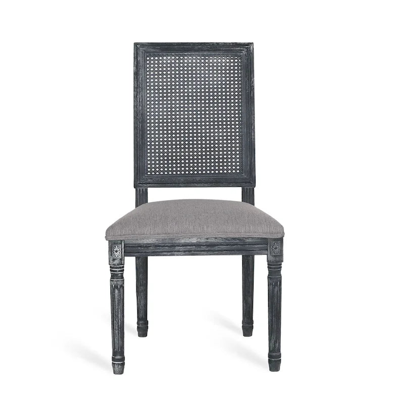 Chaise de salle à manger rembourrée Regina en bois et rotin de style champêtre (lot de 6) par Christopher Knight Home