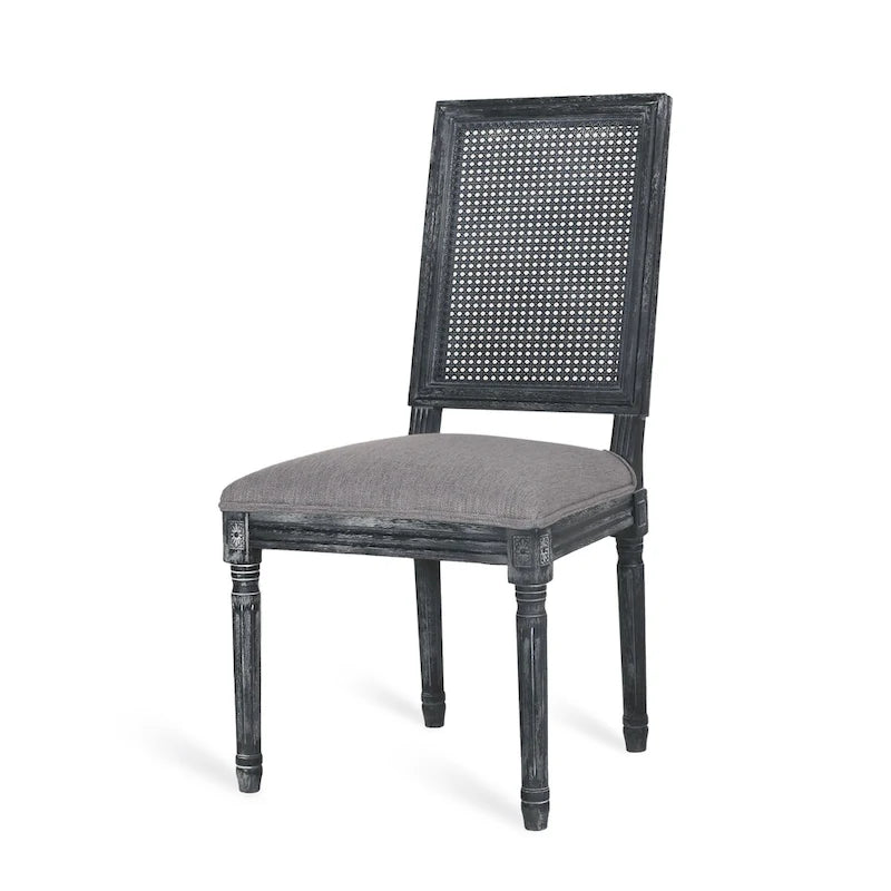 Chaise de salle à manger rembourrée Regina en bois et rotin de style champêtre (lot de 6) par Christopher Knight Home