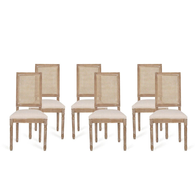 Chaise de salle à manger rembourrée Regina en bois et rotin de style champêtre (lot de 6) par Christopher Knight Home