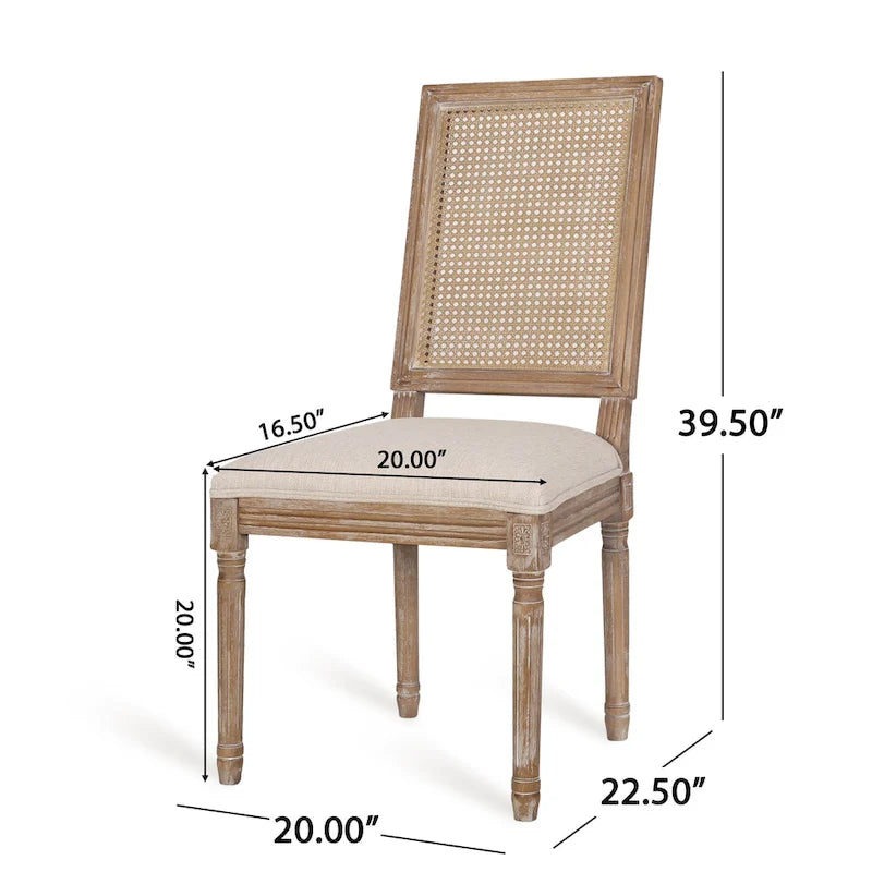 Chaise de salle à manger rembourrée Regina en bois et rotin de style champêtre (lot de 6) par Christopher Knight Home