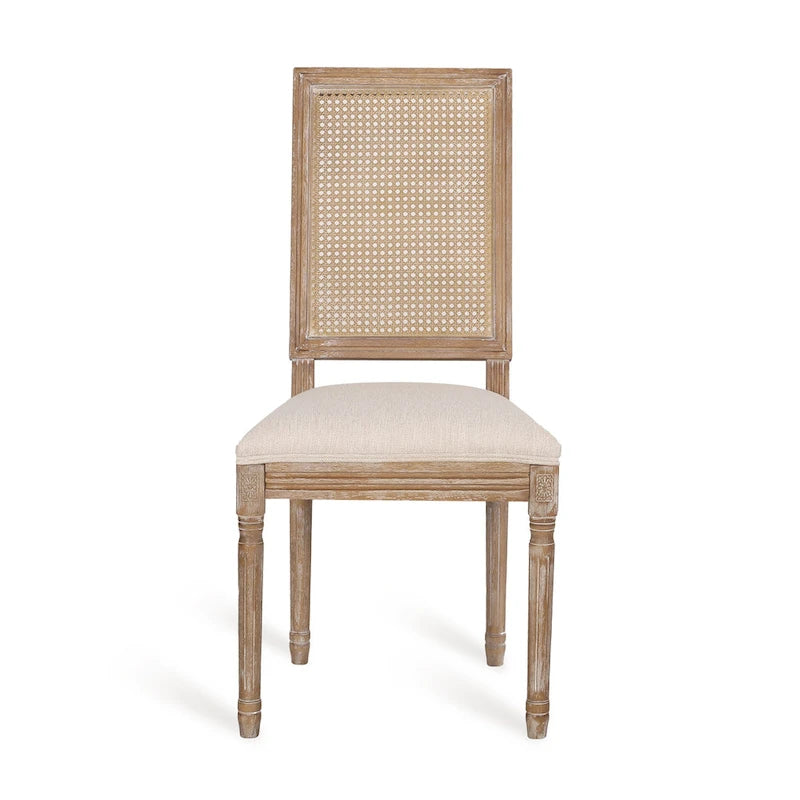 Chaise de salle à manger rembourrée Regina en bois et rotin de style champêtre (lot de 6) par Christopher Knight Home
