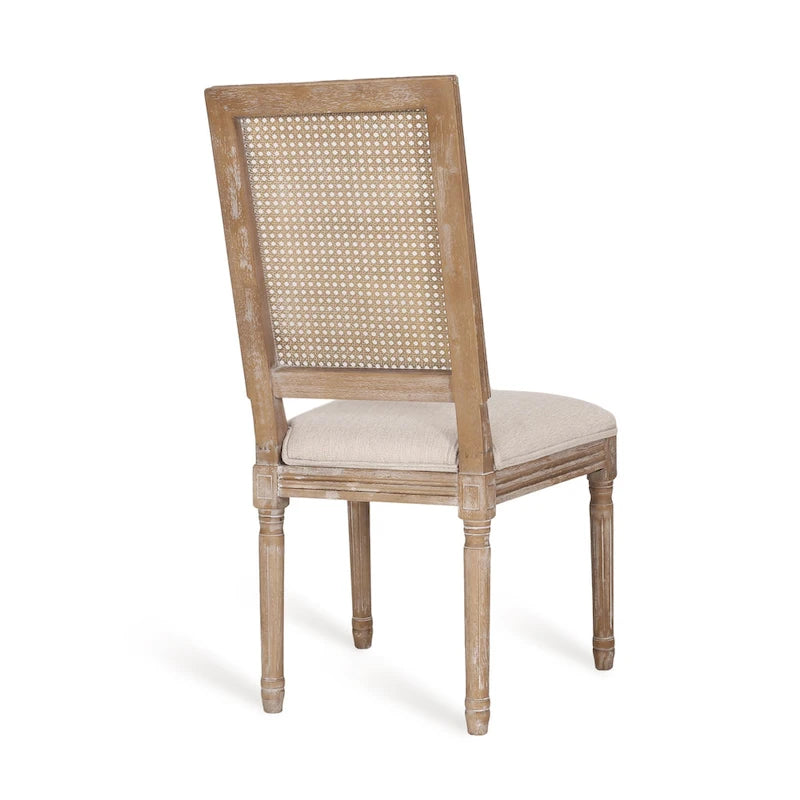 Chaise de salle à manger rembourrée Regina en bois et rotin de style champêtre (lot de 6) par Christopher Knight Home
