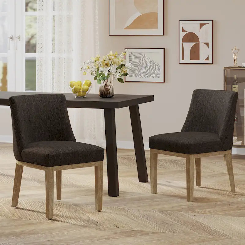 Chaises de salle à manger en bois rembourrées en tissu Camas (lot de 2) par Christopher Knight Home