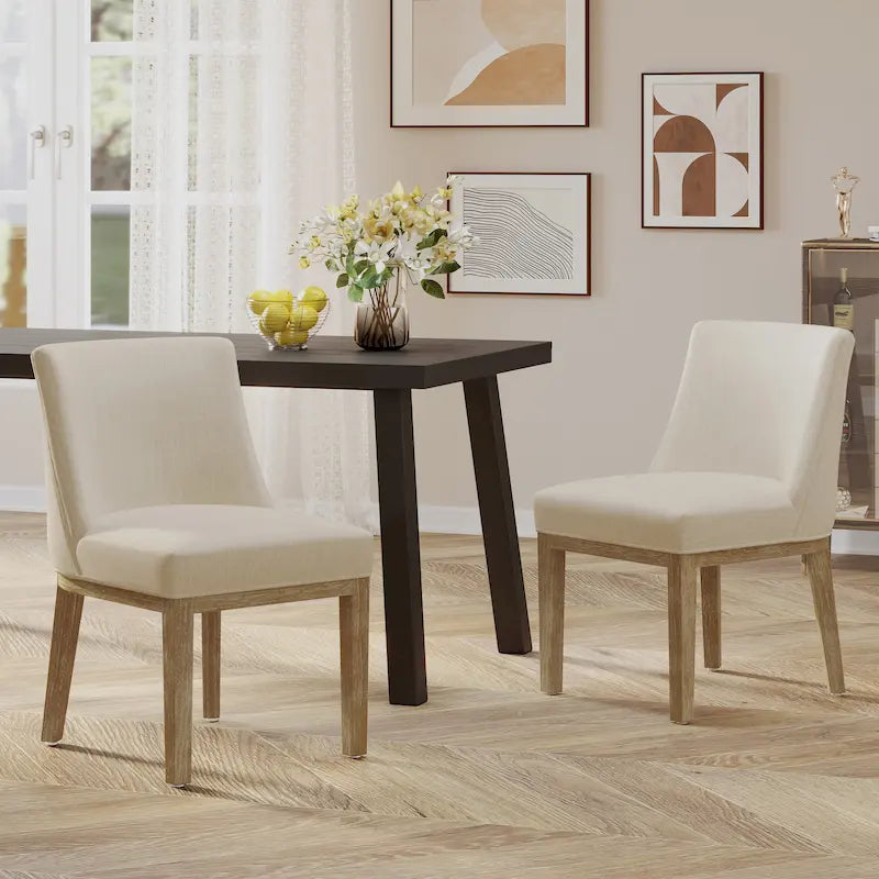 Chaises de salle à manger en bois rembourrées en tissu Camas (lot de 2) par Christopher Knight Home