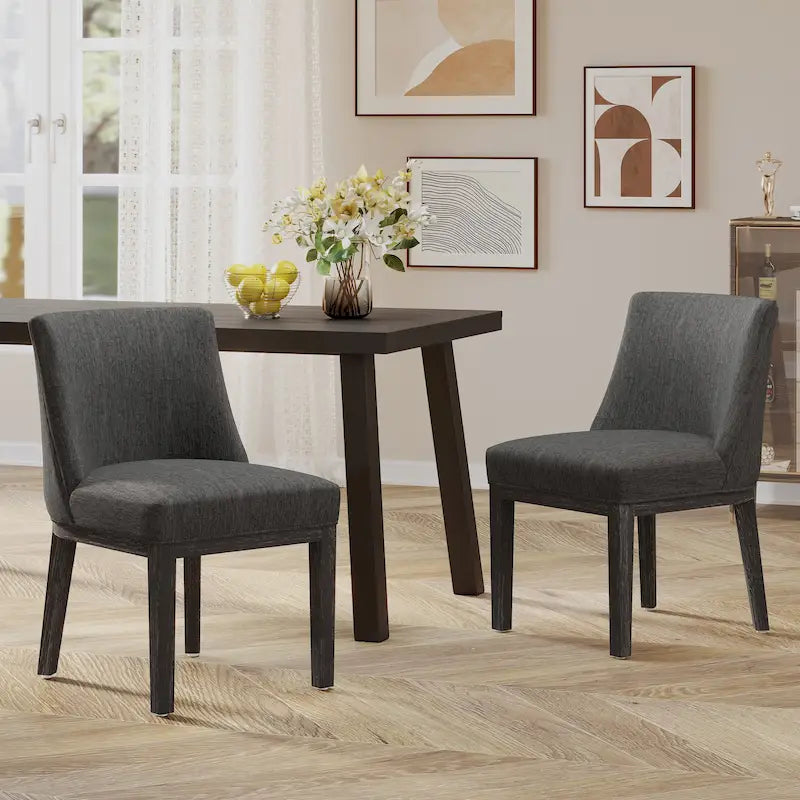 Chaises de salle à manger en bois rembourrées en tissu Camas (lot de 2) par Christopher Knight Home