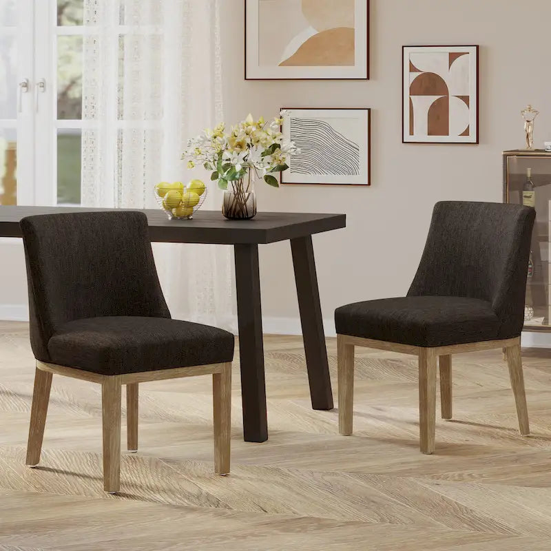 Chaises de salle à manger en bois rembourrées en tissu Camas (lot de 2) par Christopher Knight Home