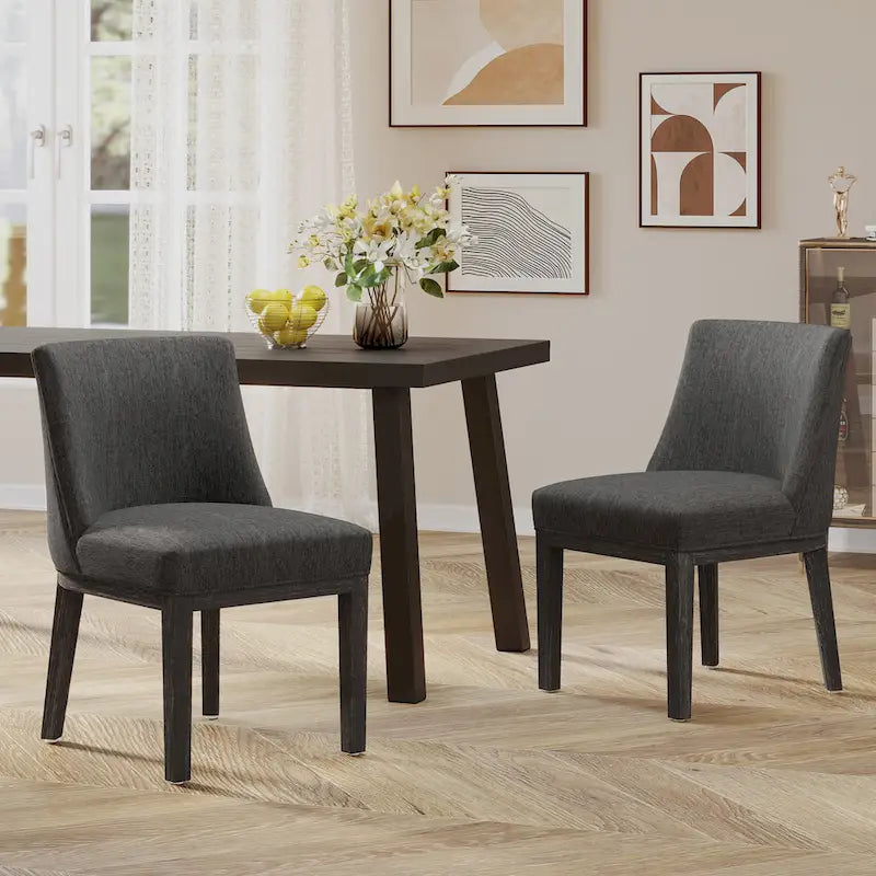 Chaises de salle à manger en bois rembourrées en tissu Camas (lot de 2) par Christopher Knight Home