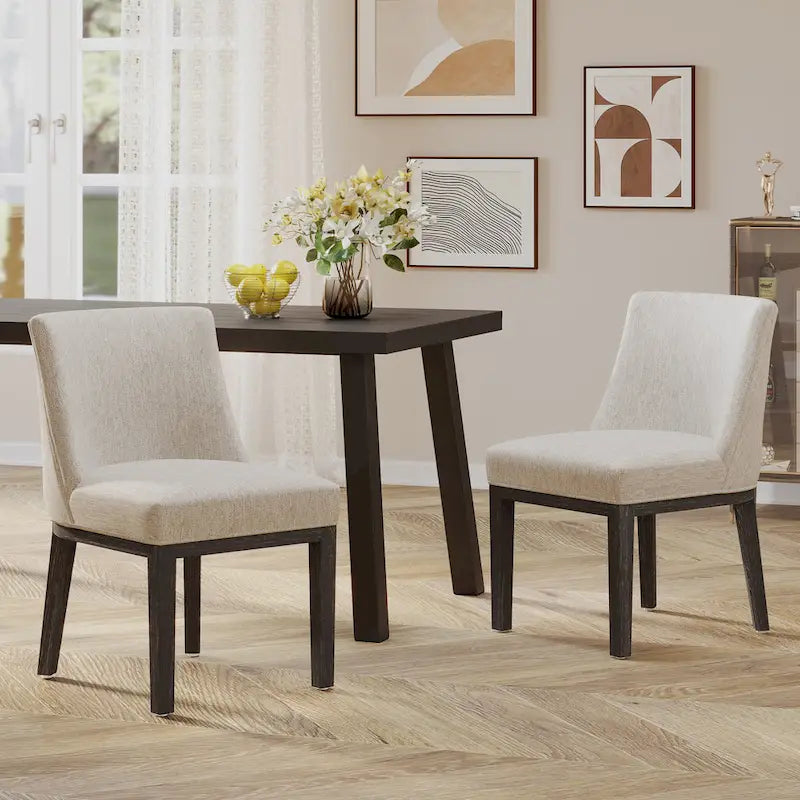 Chaises de salle à manger en bois rembourrées en tissu Camas (lot de 2) par Christopher Knight Home